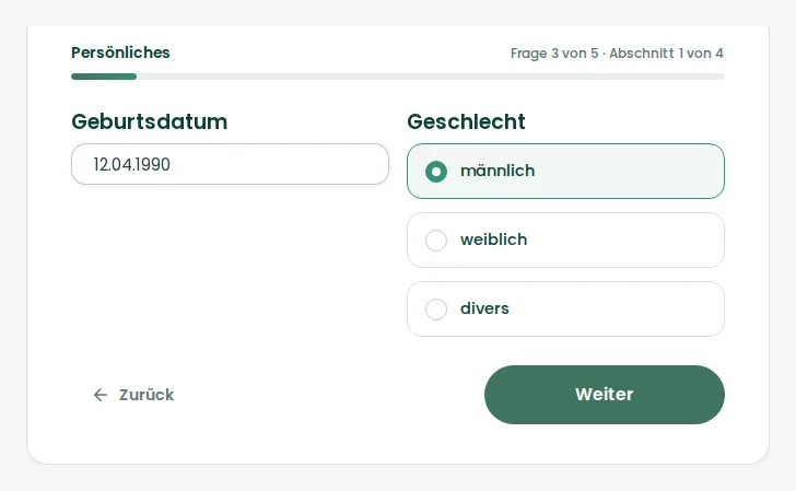Eine Frage mit Auswahlkarten