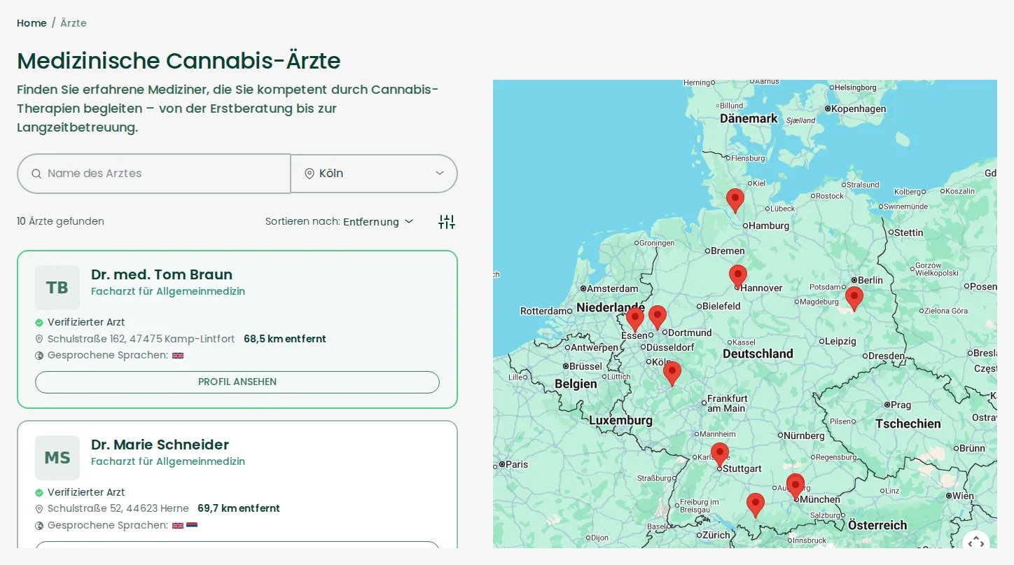 Ärzteverzeichnis mit Suche und Karte