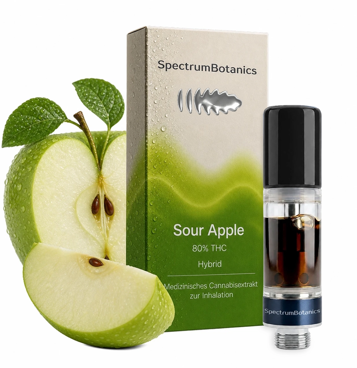 Image of THC Vape 80% Spectrum Botanics Sour Apple 0,5 ml