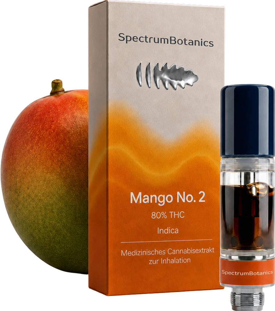 Image of THC Vape 80% Spectrum Botanics Mango No. 2 0,5 ml + Gratis Akkuträger