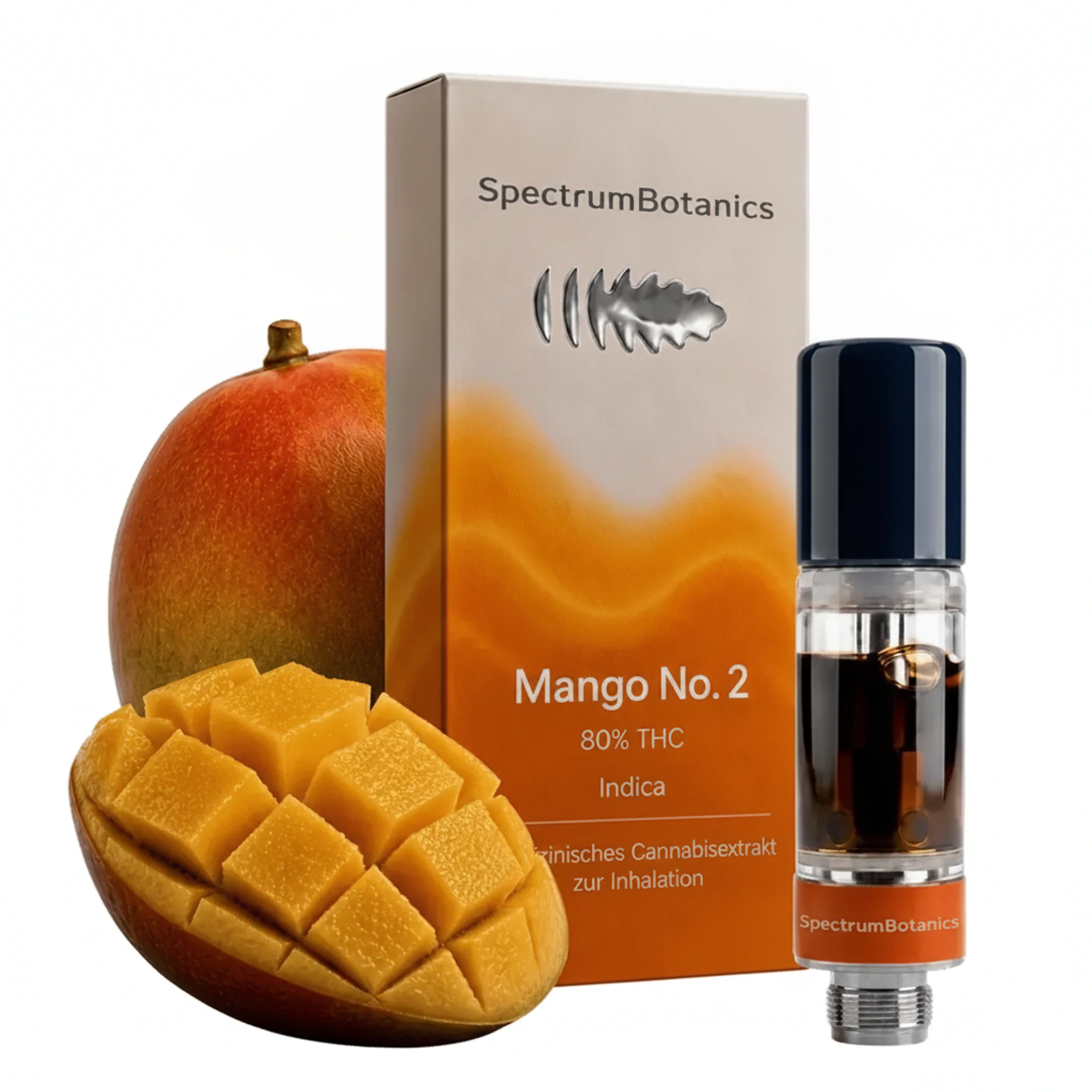 Image of THC Vape 80% Spectrum Botanics Mango No. 2 0,5 ml + Gratis Akkuträger